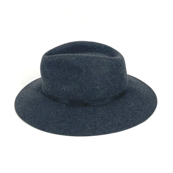 CHANEL Ribbon Logo Ribbon CC Mark hat bucket hat bob hat Rabbit gray/Black - Picture 1 of 9